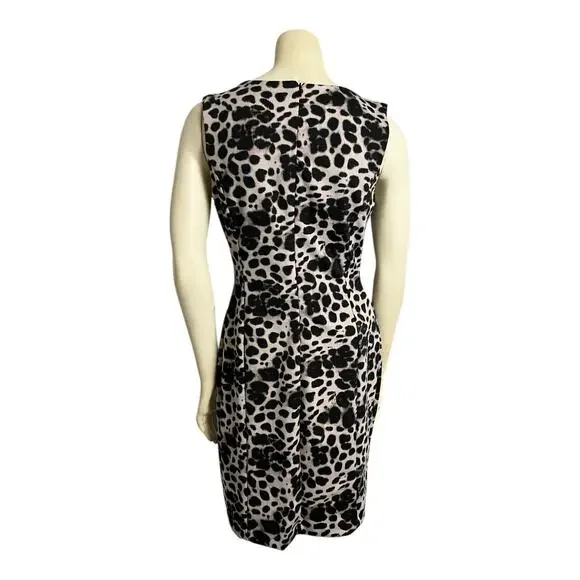 NWT Jennifer Lopez Parisian Chic Leopard Sheath Dress Black/White Women 2 Formal - Picture 7 of 8